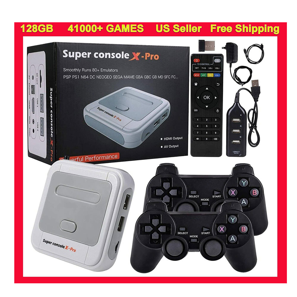 X Pro 2 Retro Game Console 45000 Retro Video Games WiFi 4k HDMI TV 4  Controllers
